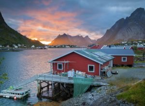 Typical rorbu in the Fishing Village of Reine