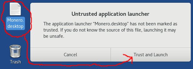 Monero.Desktop shortcut authorization in TAILS