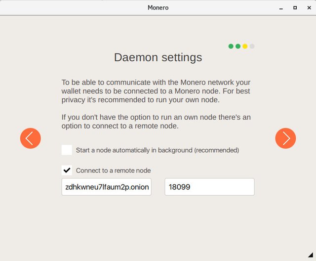 Remote node host and port details Screenshot