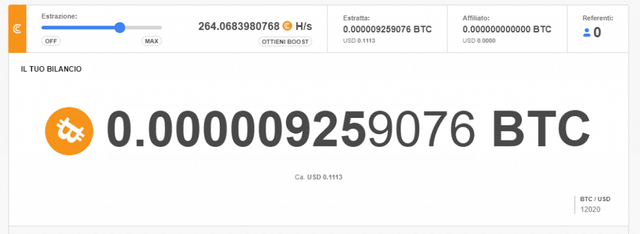 CryptoTab: regala bitcoin: visuale mio portafoglio.