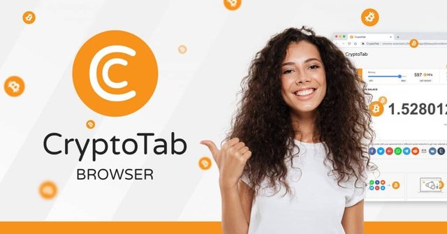 CryptoTab girl advertise bitcoin for free