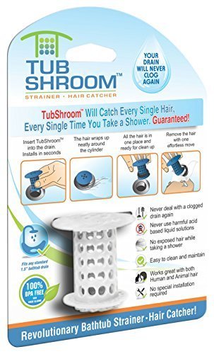 TubShroom The Revolutionary Tub Drain Protector Hair Catcher/Strainer/Snare, White by TubShroom