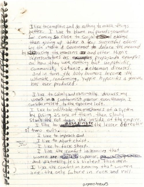 Kurt Cobain notebook