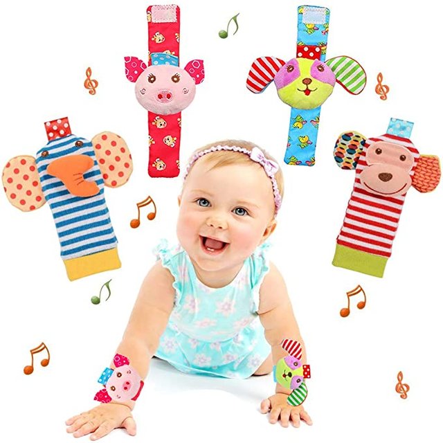 Bloobloomax Baby Einstein Toys Soft Foot Finder Socks Wrists Rattles Ankle Leg Hand Arm Bracelet Activity Rattle Baby Shower Present Essentials for Infant Toddler Boy Girl Bebe Photo