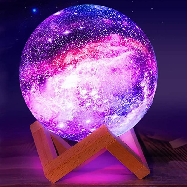 Eguled Moon Lamp, 5.9 inches Galaxy Lamp Night Light 16 Colors LED Moon Light with Stand Remote Touch Control and USB Rechargeable Home Décor Photo