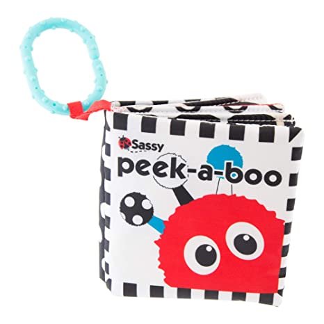 Sassy Peek-a-Boo Activity Book with Attachable Link for On-The-Go Travel | Black & White | for Ages Newborn and Up Picture