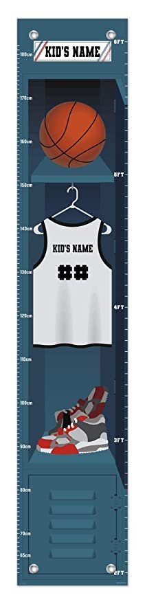 Sports Growth Chart Basketball Locker Custom Name Gift for Kids Room Decor Personalized Growth Chart Picture