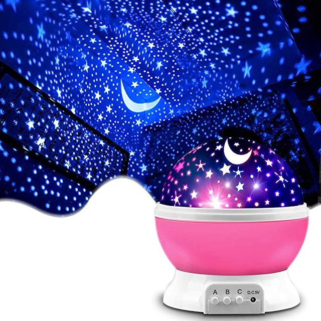 Star Projector, MOKOQI Night Light Lamp Fun Gifts for 1-4-6-14 Year Old Girls and Boys Rotating Star Sky Moon Light Projector for Kids Bedroom Decor -Pink JPG