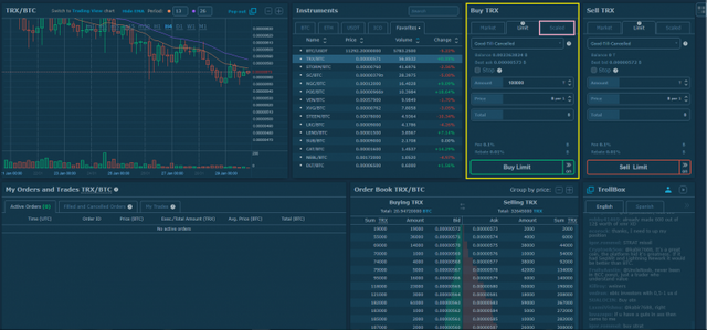 HitBTC dashboard