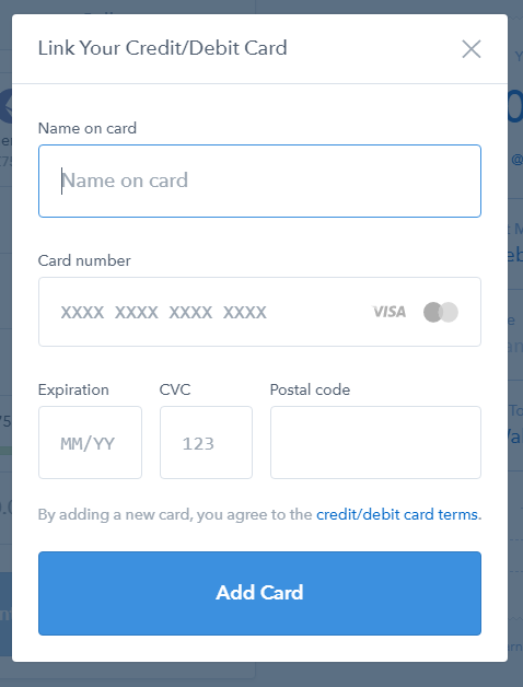 Coinbase Add Card