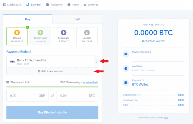 Coinbase Add Payment Method