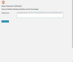 brave payments enter publisher verification code