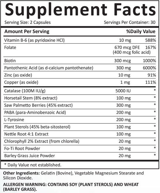 Foligray Ingredients Label