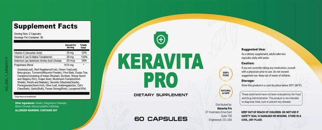 Keravita Pro Ingredients Label