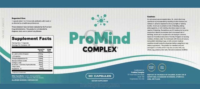 Promind Complex Ingredients Label