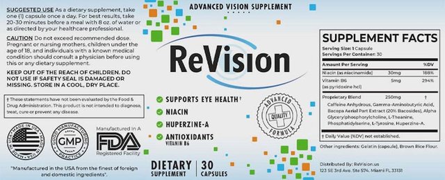 Revision Ingredients Label