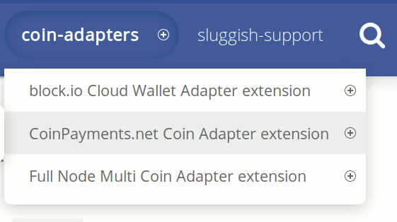The CoinPayments adapter in the coin adapters menu on the dashed-slug website