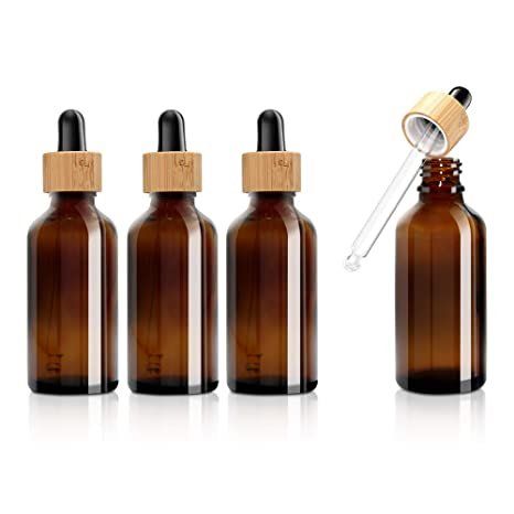 AMMAX 4 Pack Frosted Glass Dropper Bottles, Essential Oil Bottles With Eye Dropper Lids Perfume Sample Vials Essence Liquid Cosmetic Containers (50ml-Amber) Photo