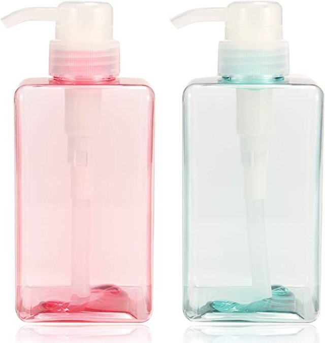 AMMAX Plastic Pump Bottle 16oz, Soap Dispenser Empty Shampoo Dispenser Refillable Bottles Hand Sanitizer, Liquid Soap, Shampoo, Body Wash, Oils (2 Pack) JPG