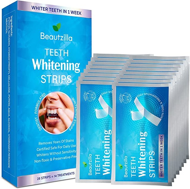 Beautzilla Teeth Whitening Strips - Safe Formula for Sensitive Teeth Teeth Whitening Kit, 30-Minute Express Whitening Strips, Professional Teeth Whitener Picture