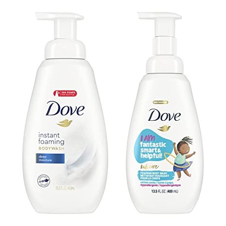 Dove Foaming Body Wash for Soft, Smooth, Deep Moisture & Kid's Cotton Candy 2 Skin Care Products for the Family In One Bundle, White, 4 Count Picture