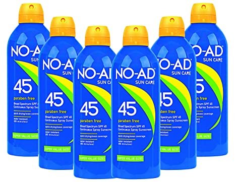 NO-AD Suncare SPF 45 Sunscreen Spray Paraben Free, 8.7 Ounce (Pack of 6) Photo