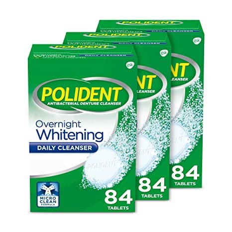 Polident Overnight Whitening Denture Cleanser Effervescent Tablets, 3x84 count Picture