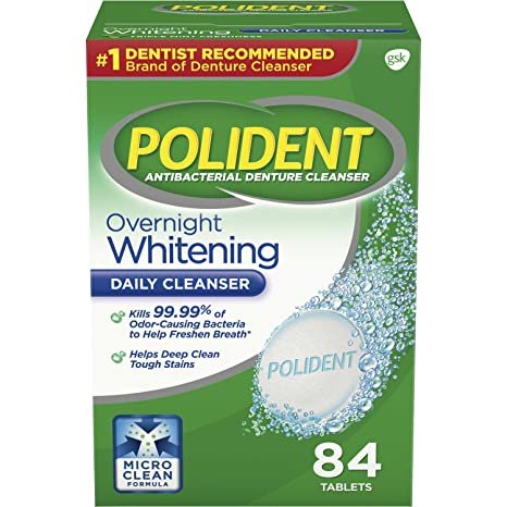 Polident Overnight Whitening Denture Cleanser Tablets, 84 Count Picture