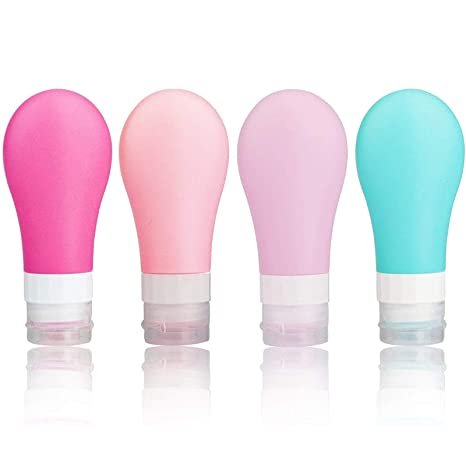 Portable Travel Bottles Set, AMMAX Leak Proof Squeezable Silicon Tubes Travel Size Toiletries Containers, TSA Carry On Approved Refillable Travel Accessories for Shampoo Liquids 4 Pack (3 fl. oz) Picture