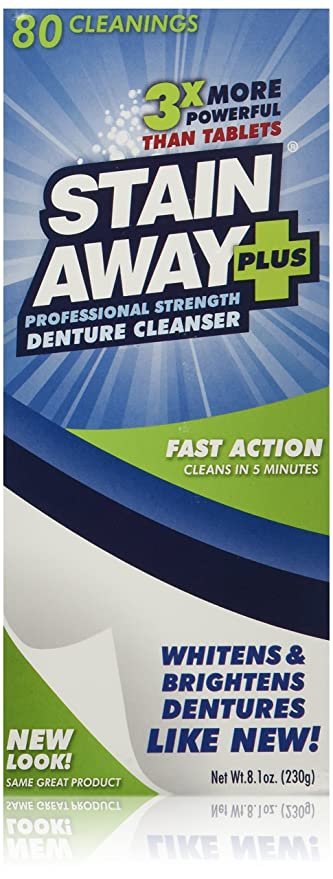 Stain Away Plus Denture Cleanser, 8.1-Ounce (Pack of 3) (Bonus pack 90 for the price of 80) Picture