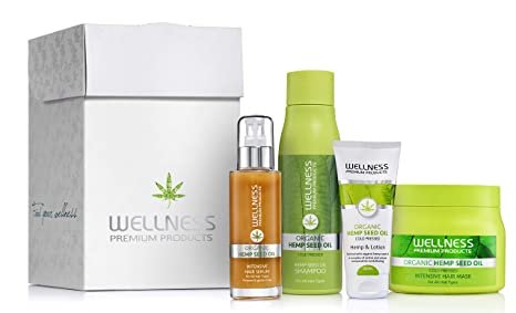 Wellness Premium Products Organic Cold Pressed Hemp Seed Oil Hydrating Hair Care & Skincare Collection/Gift Set for Natural Moisture and Repair of Dry Damaged & Colored Hair JPG