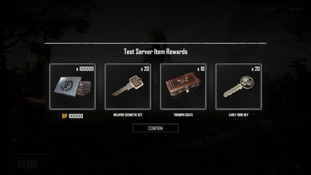 Free BP, Crates and Keys on the Test Server