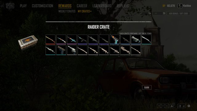 Skins in the new Raider Crate