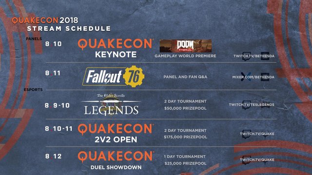 QuakeCon Streaming Schedule