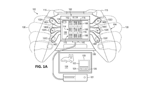 Detailed Diagram of Braille Controller Patent with Hand Example and Paddles