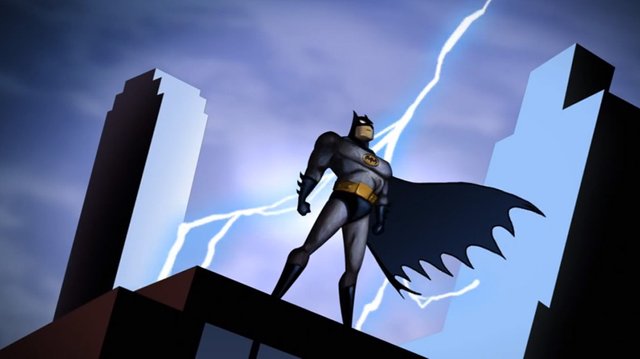 A scene from the intro of 1992's Batman The Animated Series