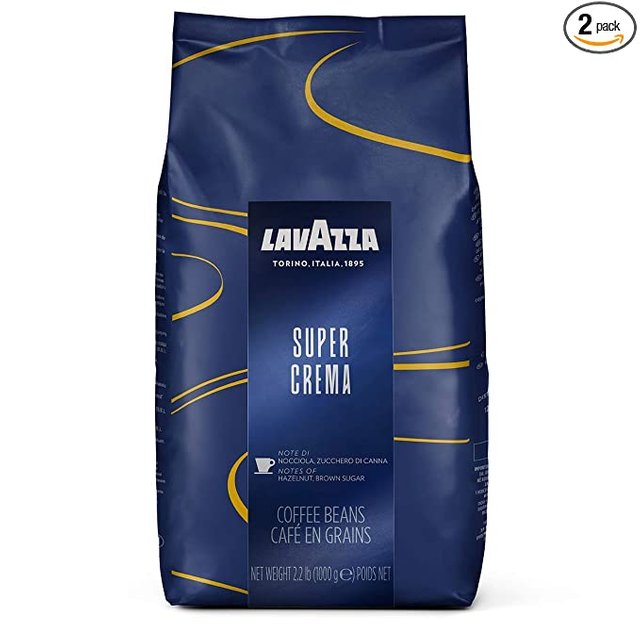 Lavazza Super Crema Whole Bean Coffee Blend, Medium Espresso Roast, Pack of 2 JPG