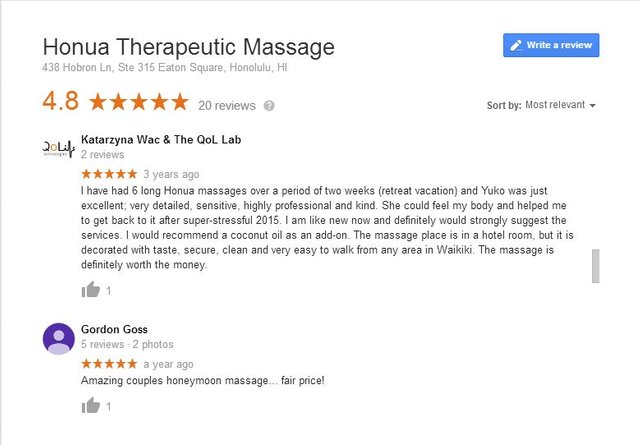 Massage In Honolulu Honua Therapeutic Massage Review from 2015