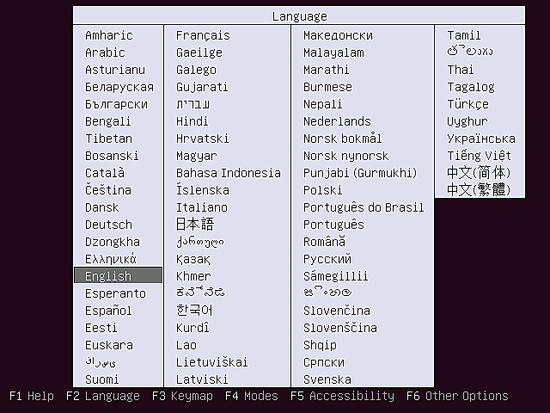 Wählen Sie die Sprache für den Installationsprozess von Ubuntu 18.04 aus