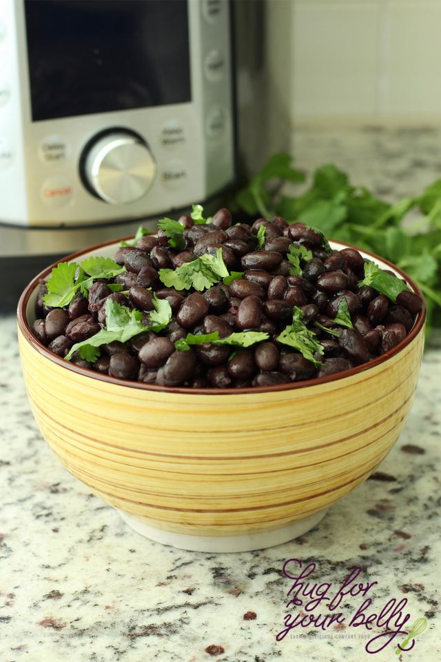 black beans in yellow bowl