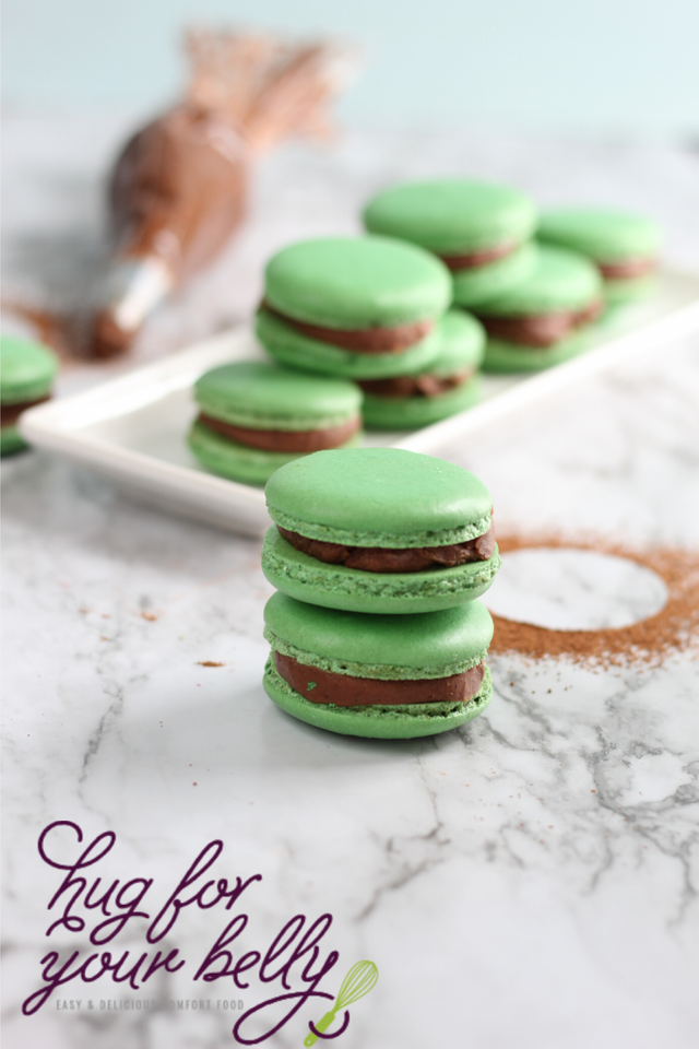 chocolate mint french macarons