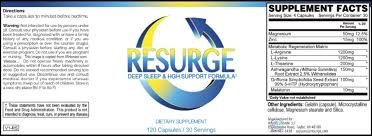 Resurge Ingredients Label