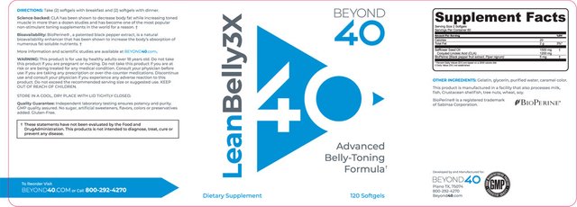 Beyond 40 Lean Belly 3X Ingredients Label