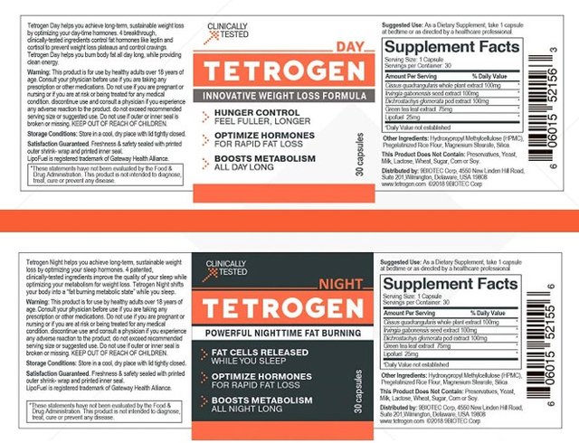 Tetrogen Day and Night Ingredients