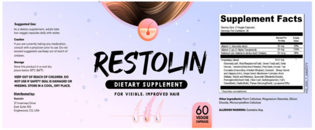 Restolin Ingredients Label