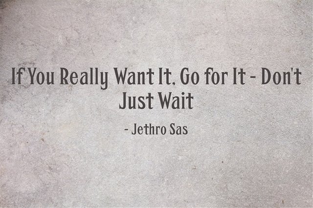 If You Really Want It, Go for It - Don't Just Wait