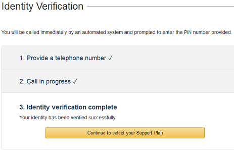 aws identity verification complete