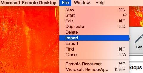 importing the rdp file in remote desktop in mac os x