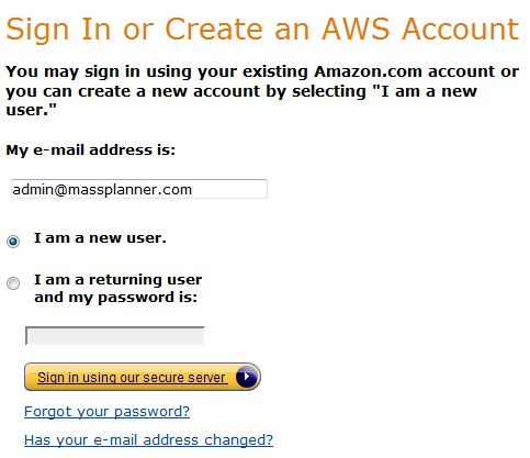 signing up for amazon aws