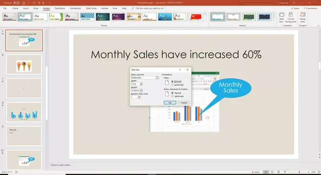 Slide Size dialog box in PowerPoint